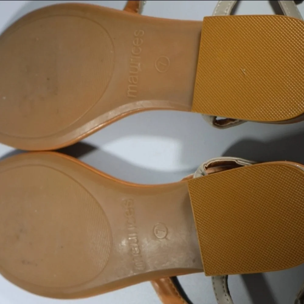 Maurices Beaded Women's Fashion Thong Strappy Sandals, Beige Size 7